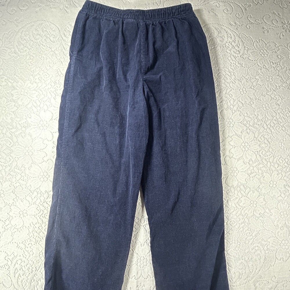 Vintage White Stag Corduroy Pants Stretch Waist Navy Blue Zip Up Sz 12